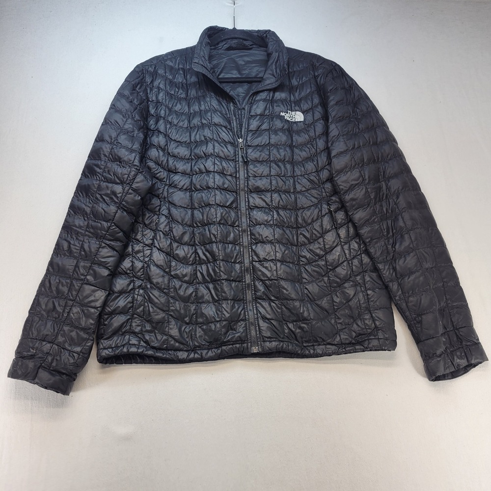The North Face Thermoball Jacket Mens M Black Quilted Puffer Insulated Full Zip